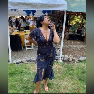 ASOS Petite Ruffle Embelleshed Maxi Dress in Dusty Blue, L / US 12 , #108410726